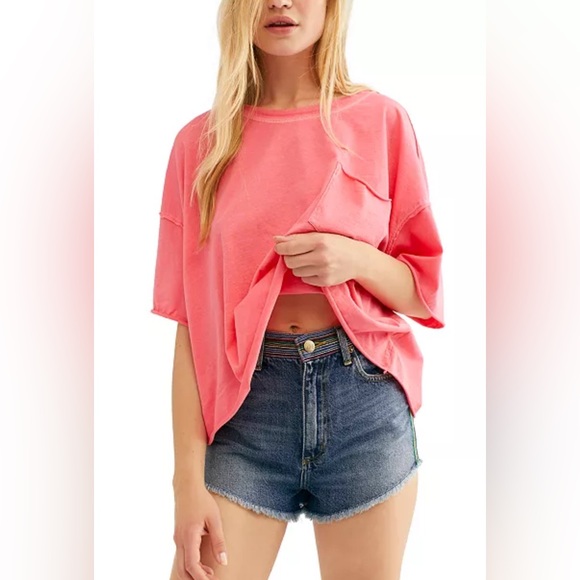 Intimately By Free People Tops - Intimately Free People Honey T-shirt Oversized Bright Pink‎ S